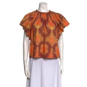 Ulla Johnson Tie Dye Print Crew Neck Blouse